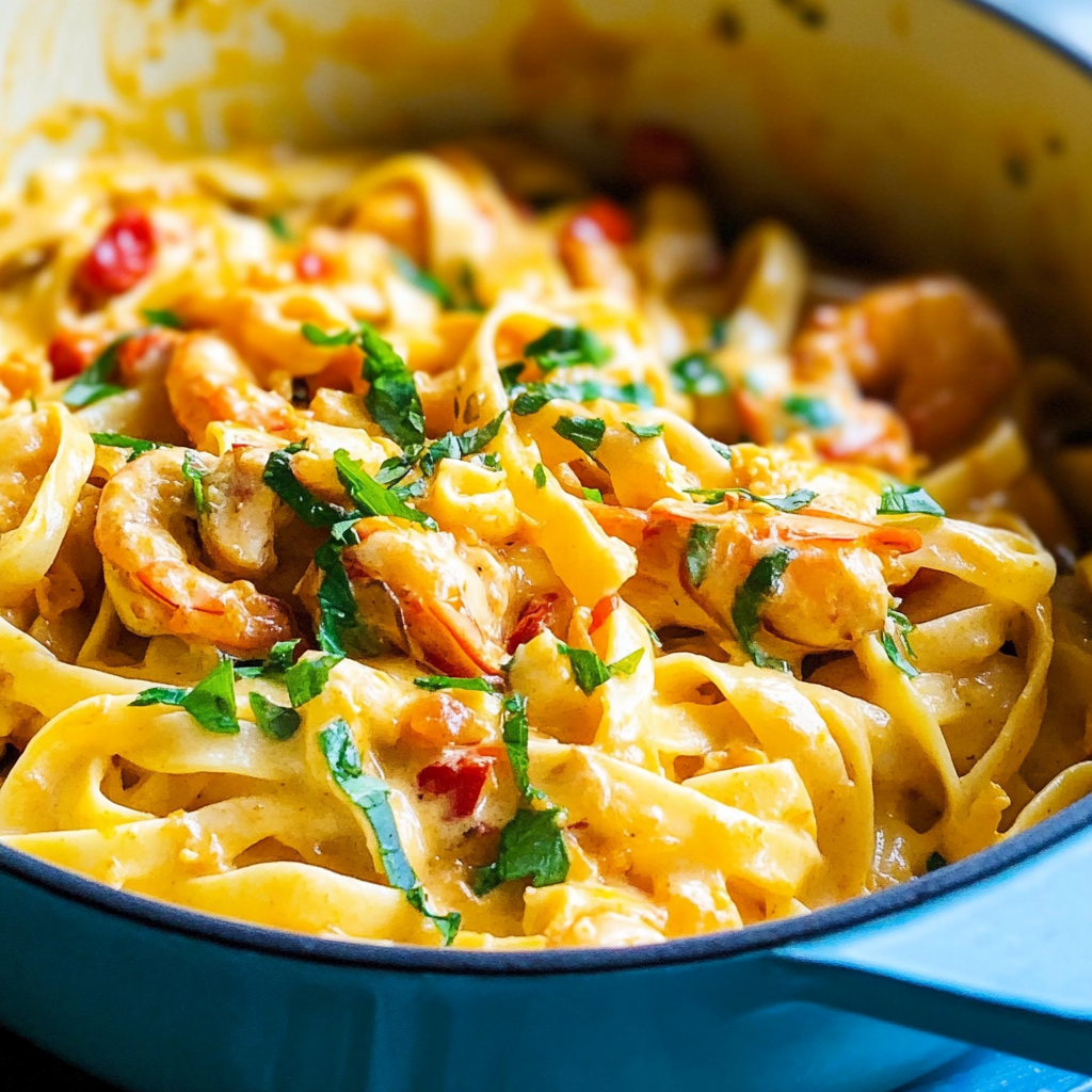 Recipe preparation for Crawfish Fettuccine