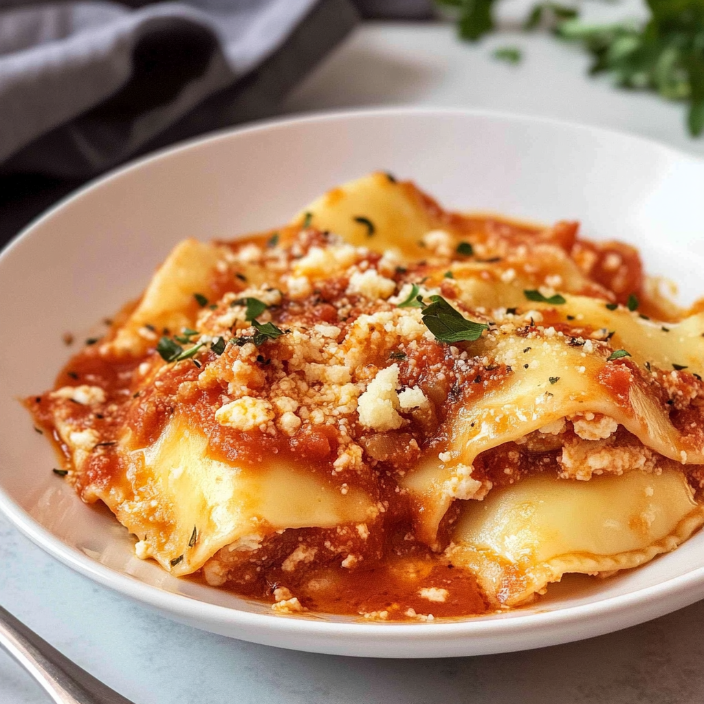 Recipe preparation for Baked Ravioli