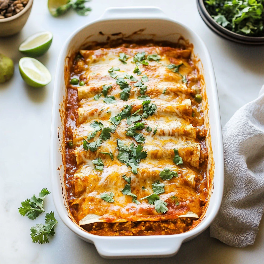 Recipe preparation for Cheesy Chicken Enchiladas