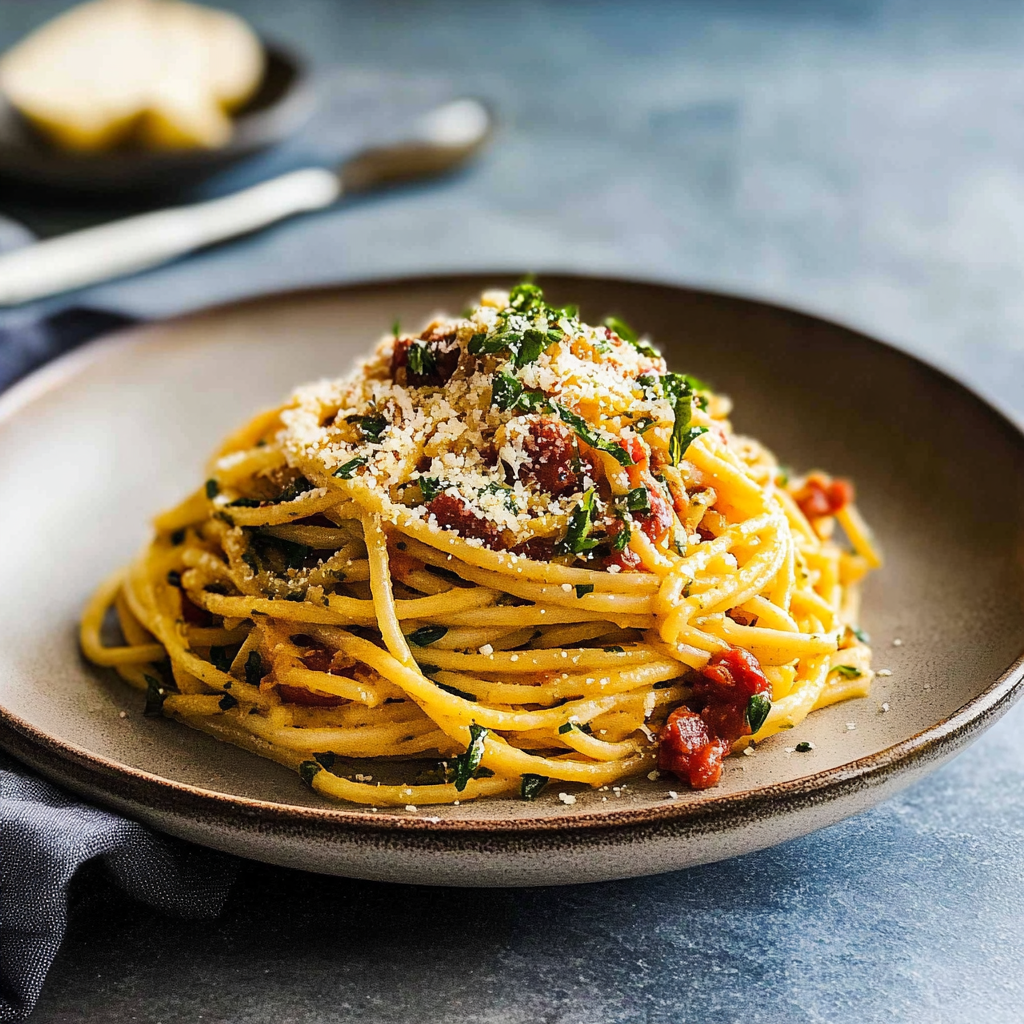 Recipe preparation for Tomato Carbonara