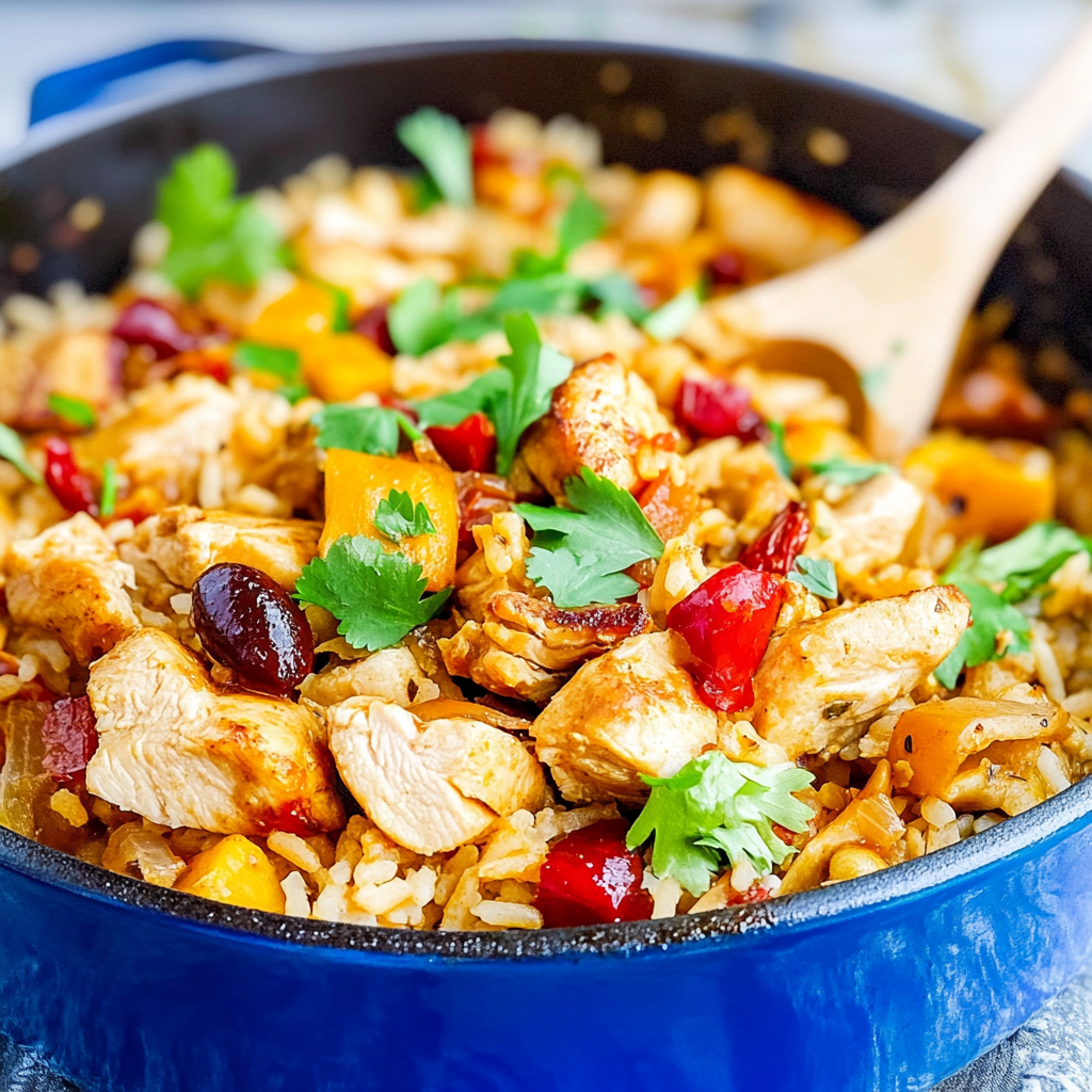 Recipe preparation for Moroccan Chicken and Rice
