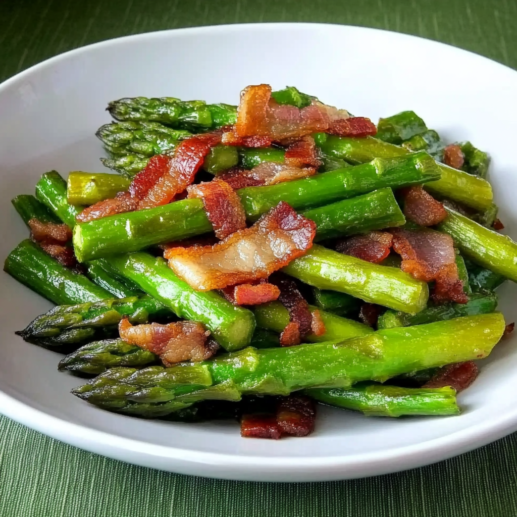 Recipe preparation for Sauteed Asparagus with Bacon