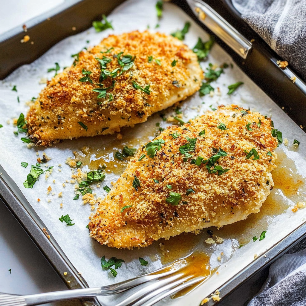 Recipe preparation for Baked Parmesan Crusted Chicken