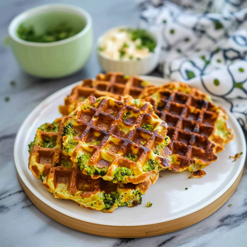 Recipe preparation for Broccoli Cheese Waffle