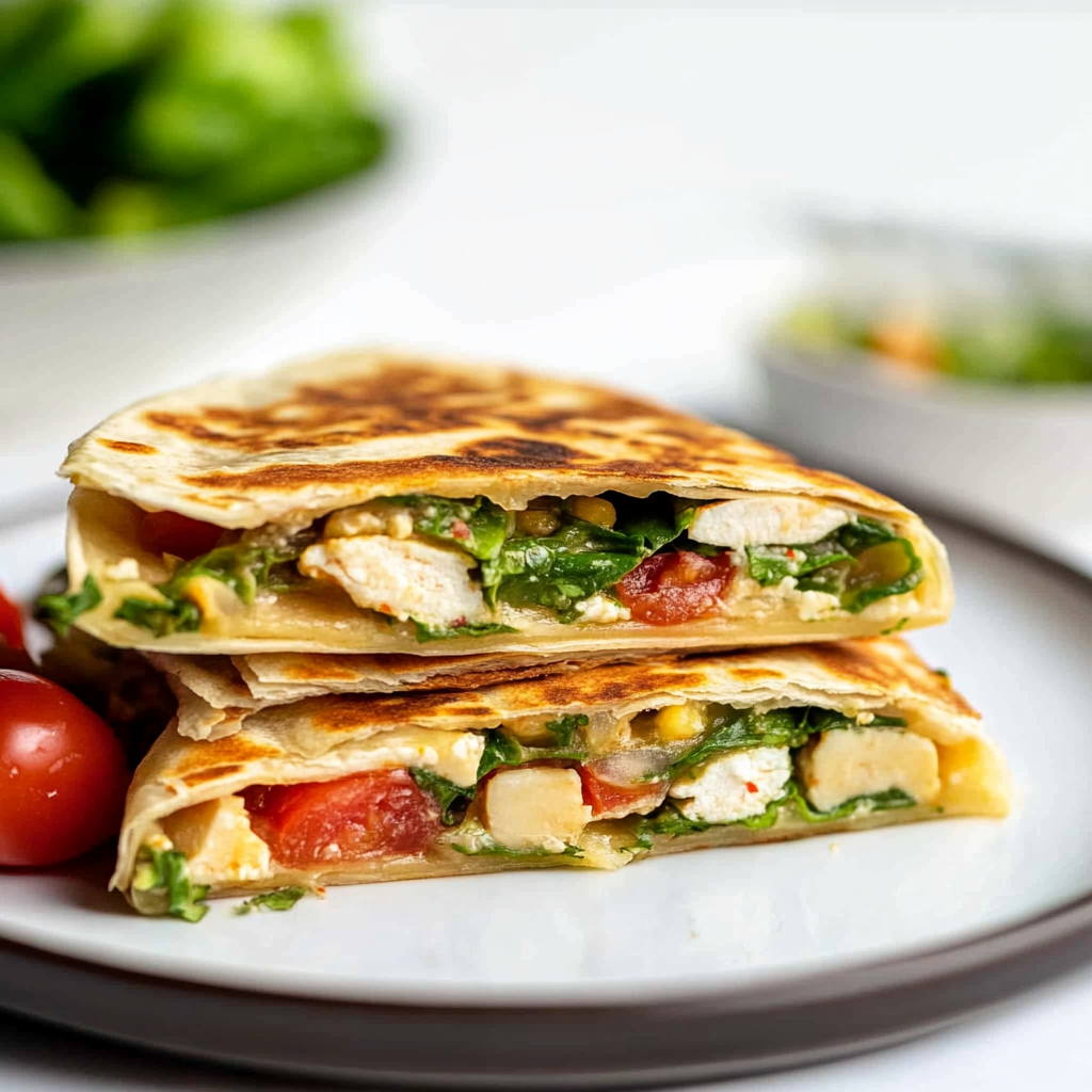 Recipe preparation for Mediterranean Quesadilla