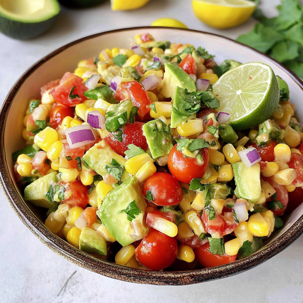 Recipe preparation for Corn Avocado Tomato Salad