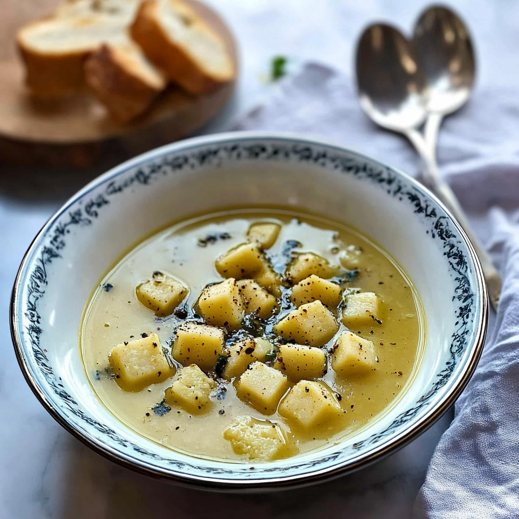 Recipe preparation for Czech Garlic Soup