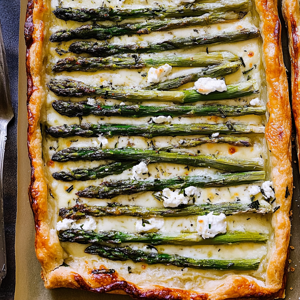 Recipe preparation for Asparagus Goat Cheese Tart