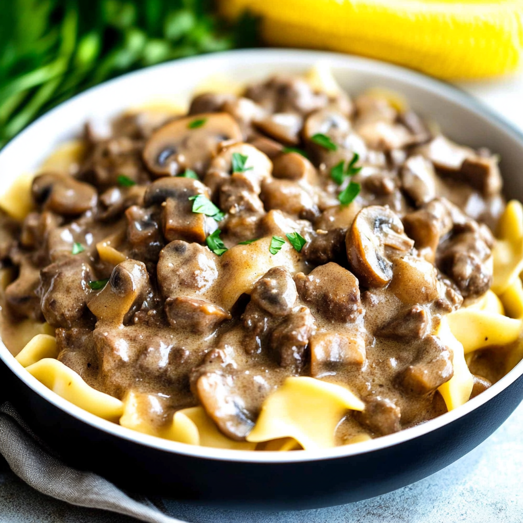 Recipe preparation for Beef and Mushroom Skillet