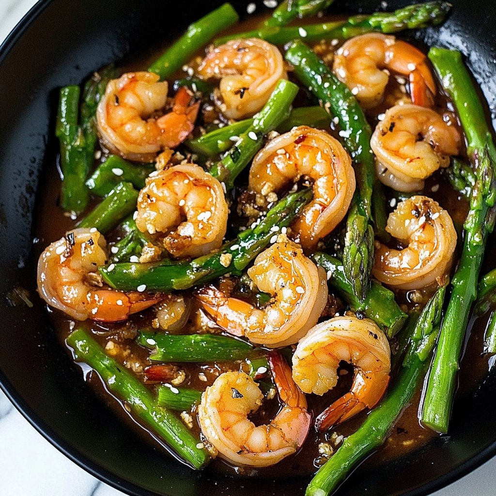 Recipe preparation for Asparagus Shrimp Stir Fry