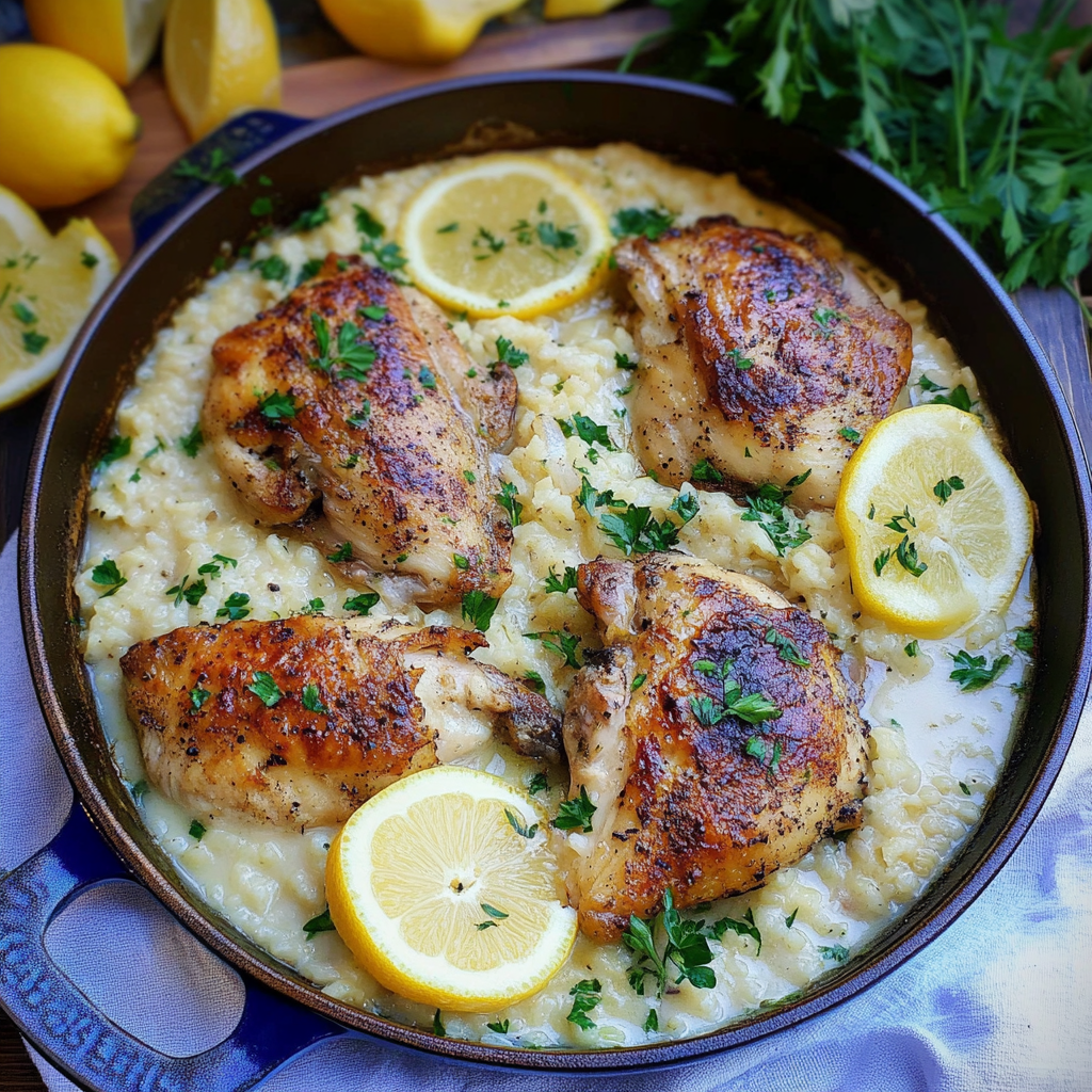 Recipe preparation for Creamy Lemon Chicken and Rice