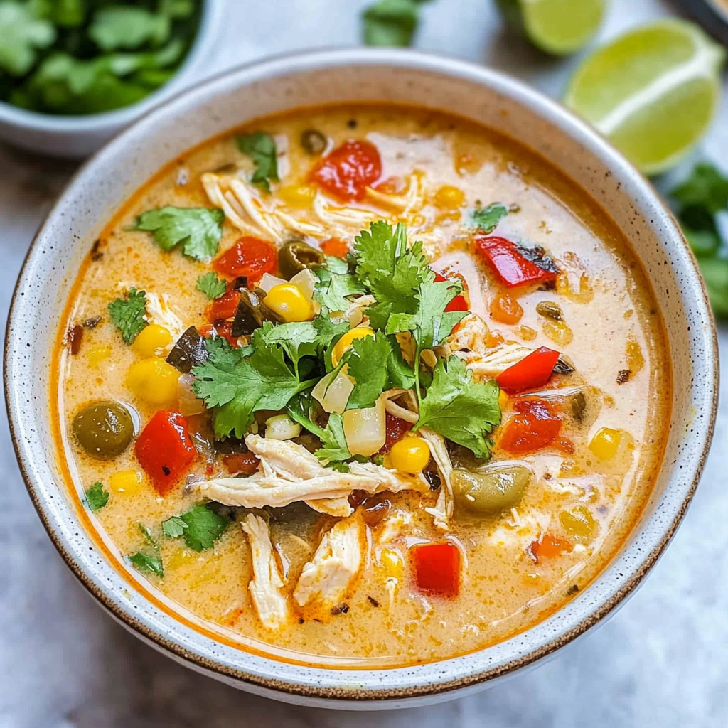 Recipe preparation for Creamy Chicken Tortilla Soup