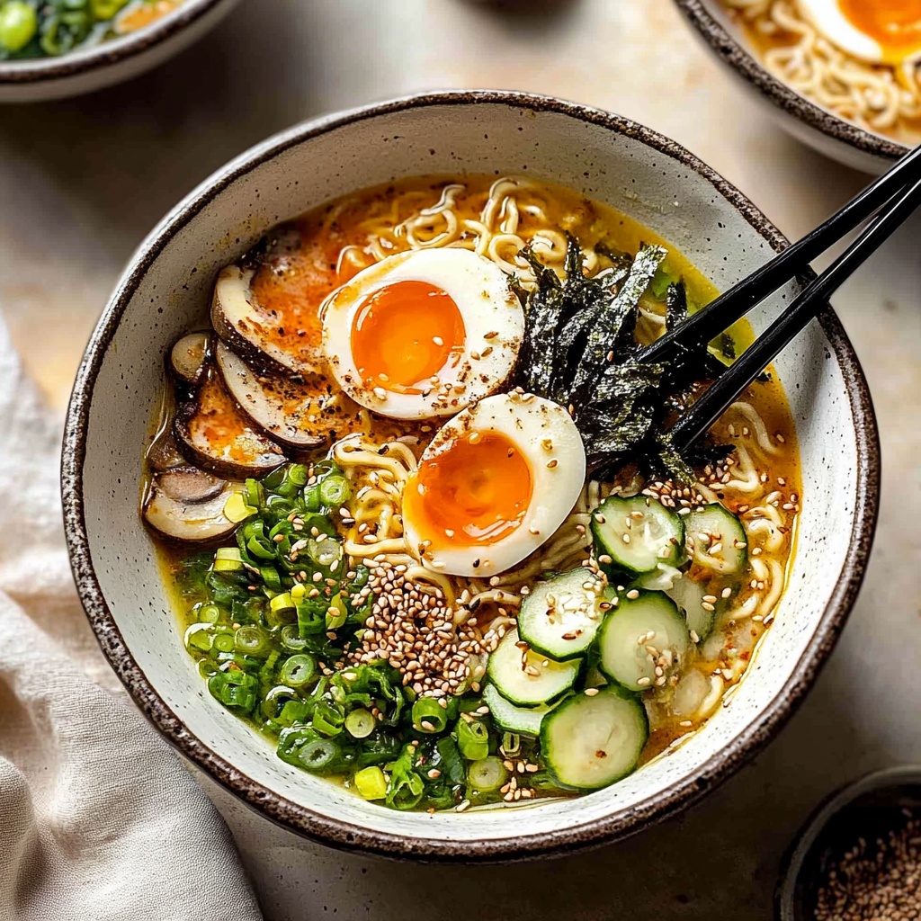 Recipe preparation for Spring Veggie Ramen Bowl