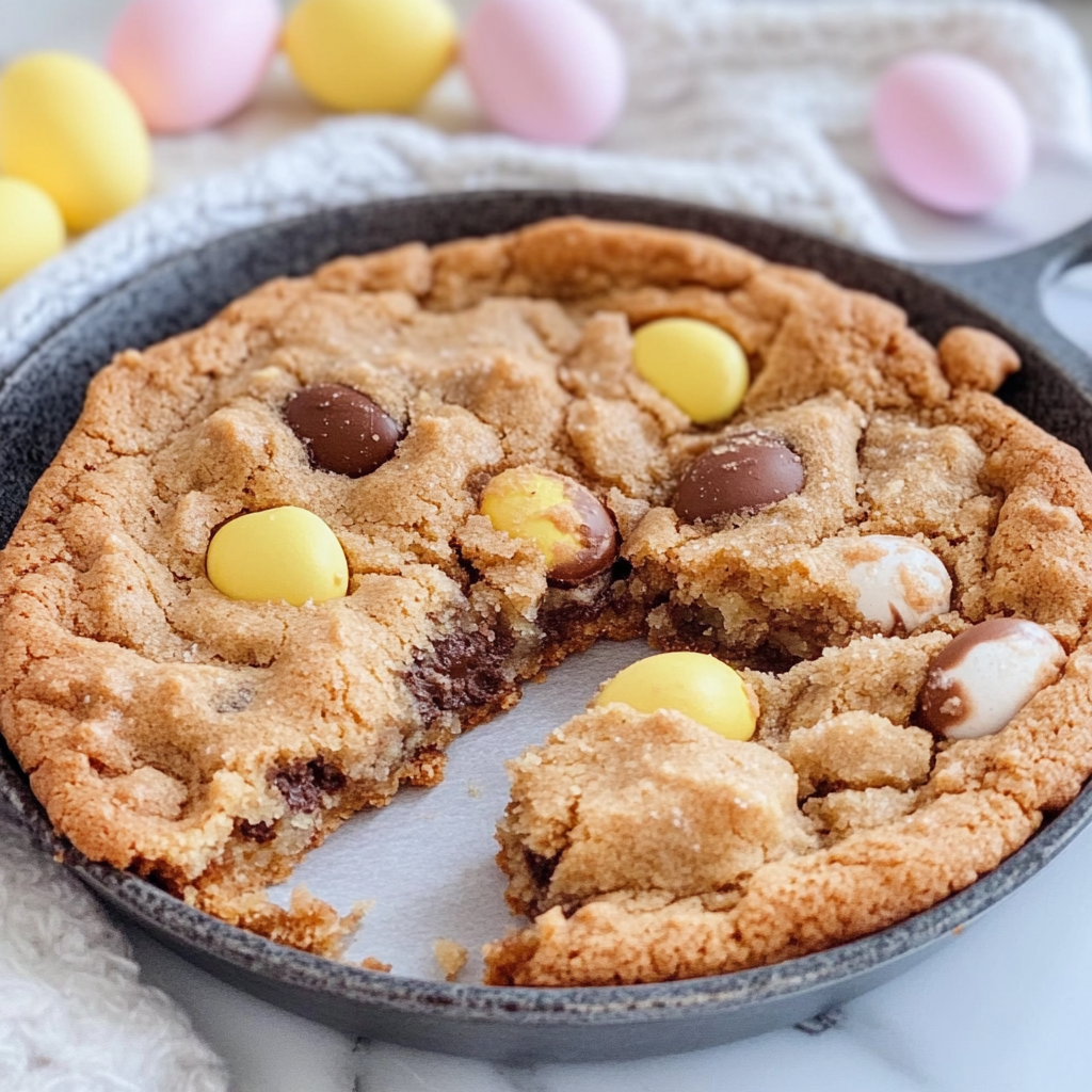 Recipe preparation for Cadbury Egg Cookie Skillet
