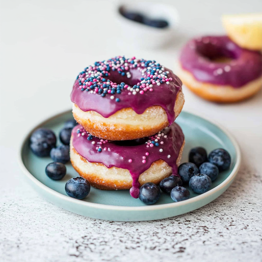 Recipe preparation for Blueberry Lemon Glazed Donuts