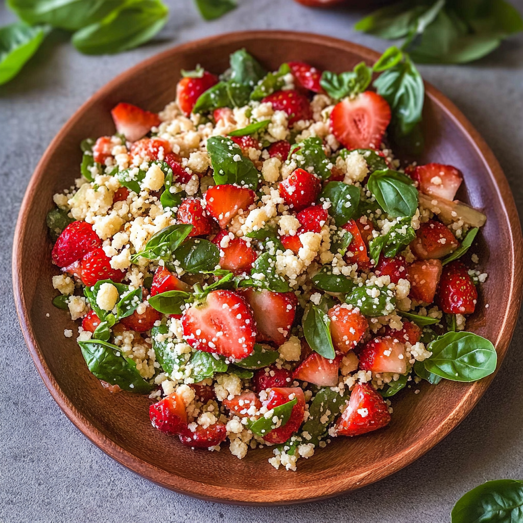 Recipe preparation for Strawberry Feta Couscous Salad