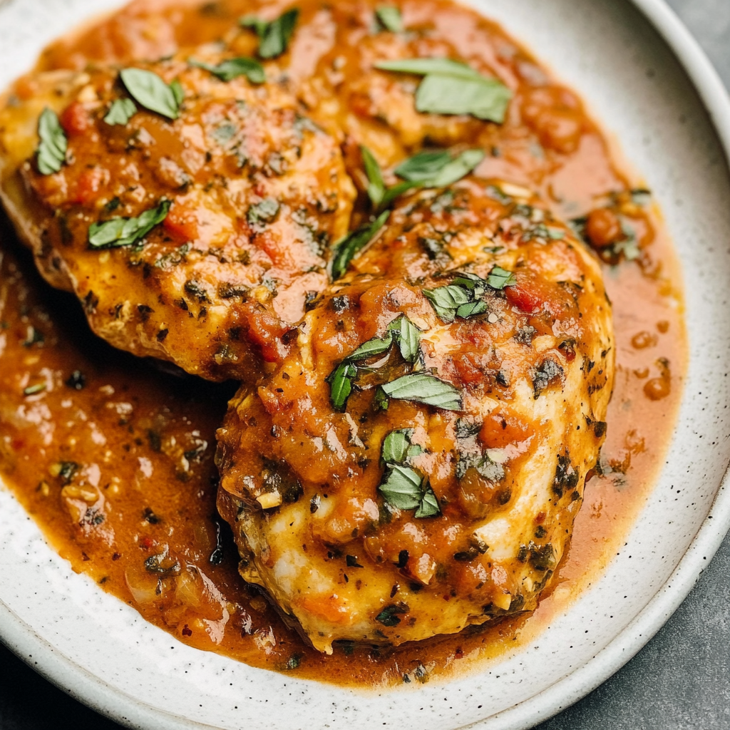 Recipe preparation for Creamy Tomato Basil Chicken