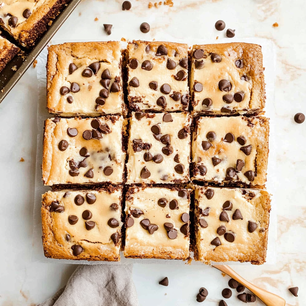 Recipe preparation for Chocolate Chip Cheesecake Bars
