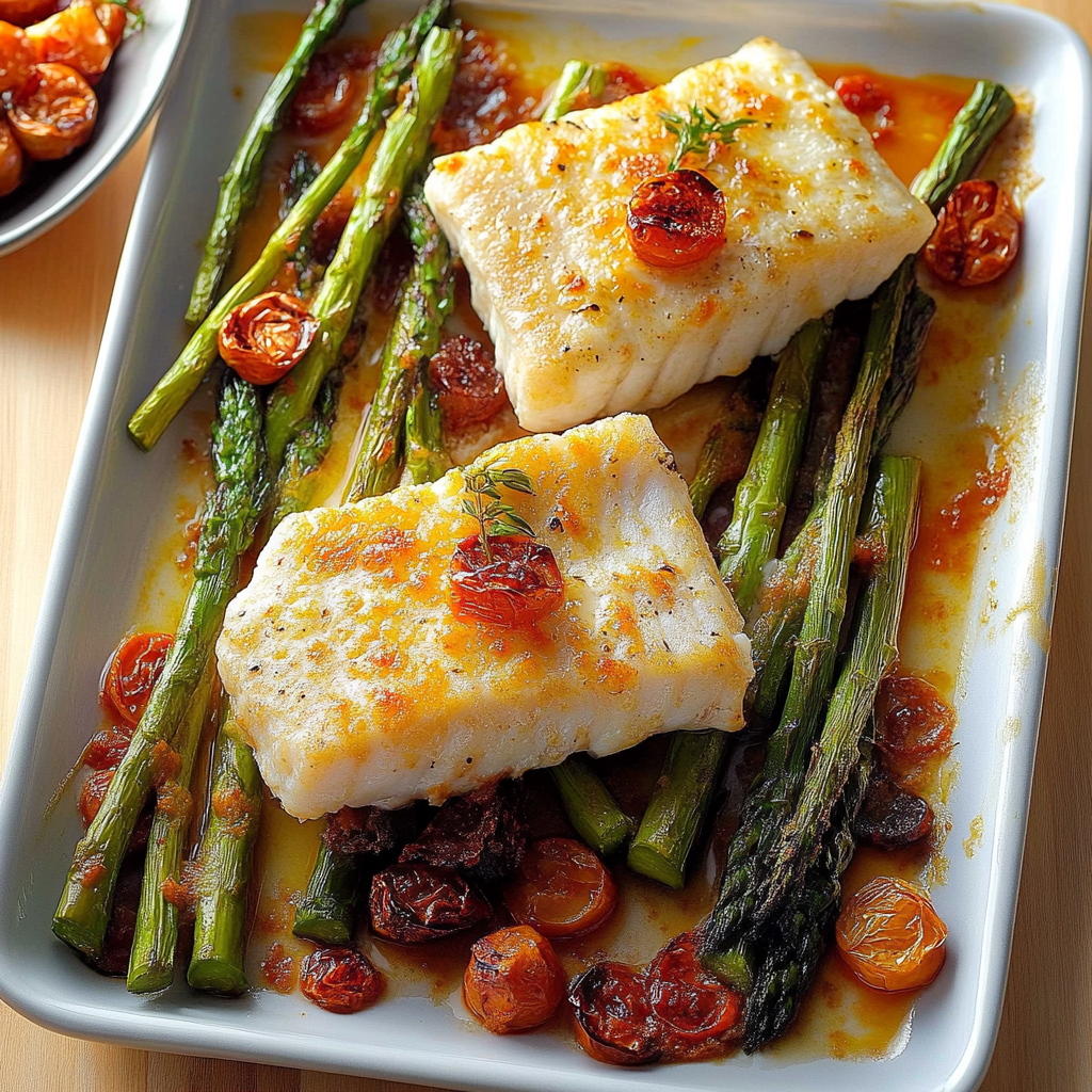 Recipe preparation for Cod and Asparagus Bake