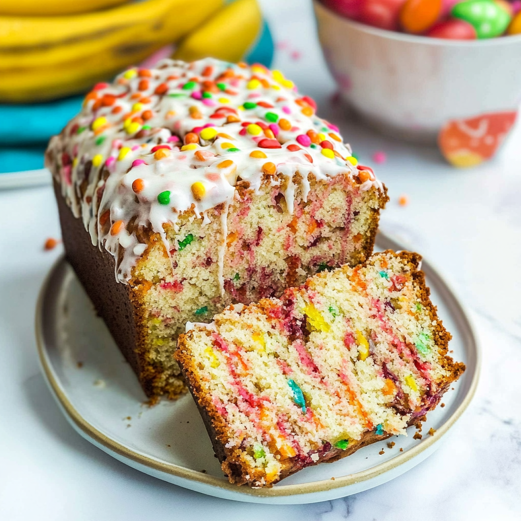 Recipe preparation for Fruity Pebbles Breakfast Bread